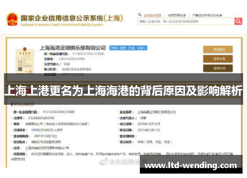 上海上港更名为上海海港的背后原因及影响解析
