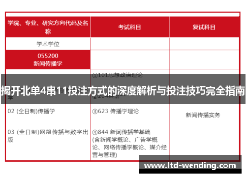揭开北单4串11投注方式的深度解析与投注技巧完全指南